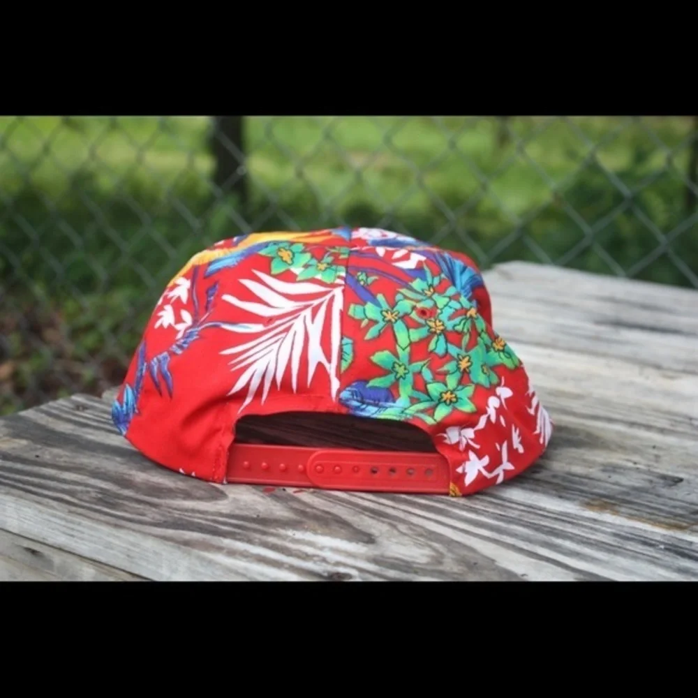 Vintage Nissin Red Hawaiian Hat Howard James Electric‎ Logo Trucker Rope Hat